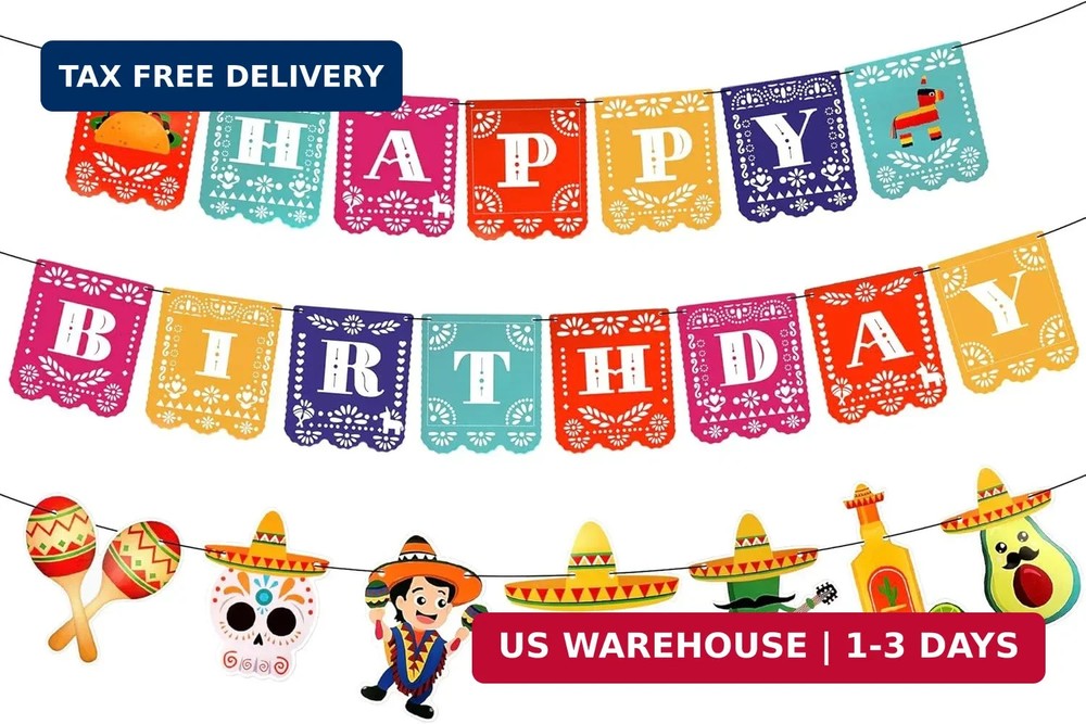 KatchOn, Mexican Birthday Banner – 15 feet, Pre strung | Happy Birthday Decorati