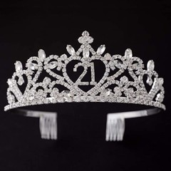 Ella Celebration 21 Tiara 21st Birthday Party Accessories Supplies, Crown Silver