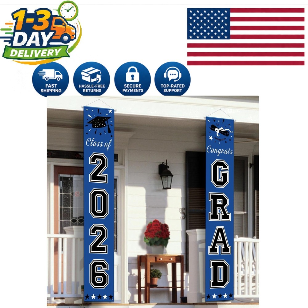Festive 2026 Graduation Decorations – Blue Banner for All School Celebrations