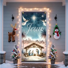 Christmas Door Banner 71 x 35 Inch Jesus Nativity Scene Design Religious Holi…
