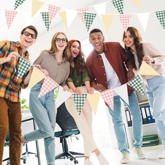 49ft Pink Green Gingham Camp Bride Banner Camping Bachelorette Decorations Pi…
