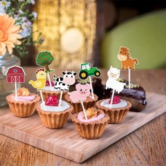 36 PCS Farm Cupcake Toppers – Farm Animal Birthday Decorations Animal Cake To…