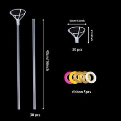 Balloon Sticks with Cups 30 Packs,16inch Long Clear Bobo Balloon Holder for W…