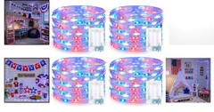 4 Pack Waterproof Red, White & Blue Fairy Lights – Perfect for 4th of July Decor
