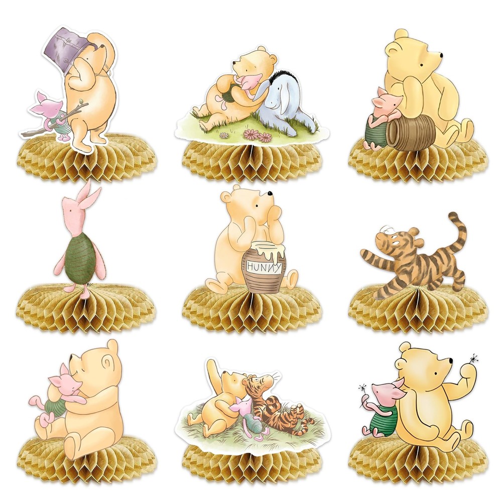 9Pcs Winnie Centerpieces for Baby Shower Decorations Double Size Classic Winn…