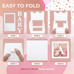 Baby Shower Boxes with Letters – White Boxes with Rose Gold Dusty Pink Sand &