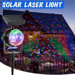 Solar Laser Lamp RGB LED Projector Lights 360° Rotating Party Xmas Decor Lamp