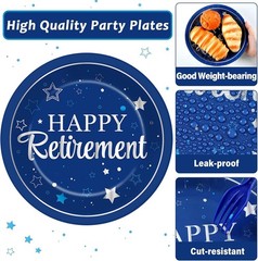 Silver Blue Retirement Dinnerware Set for 50 Guests