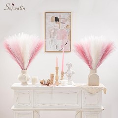 Serwalin Pampas Grass Pink Decor 17.7 17 Inch 6 Pcs, A Blush & Cream &