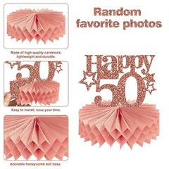 Happy 50th Birthday Honeycomb Centerpieces Pink Rose Gold Hello 50 8 Pieces