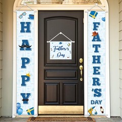 3PCS Happy Father Day Porch Sign Banners Father’s Days Party Decorations Blue
