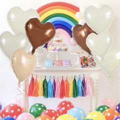30 Pcs Brown Cream Heart Foil Balloons