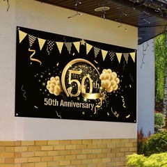 Decoraciones De Cumpleanos 50 Anos Banner Grande De Telas Rosa Oro 185X110 Cm
