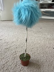 Blue Pom Pom Topiary Centerpiece Decoration, Plastic, All Occasions
