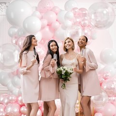 Pink Balloon Arch Kit 177Pcs Double Stuffed Pearl & White Balloons – Wedding