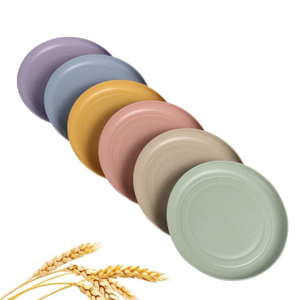 CAMBUY Wheat Straw Plates Lightweight Unbreakable Small, Small Multicolour