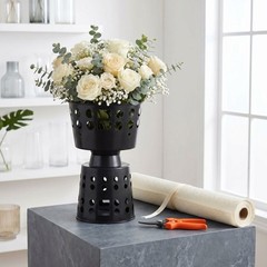 6Pcs Durable Black Plastic Bouquet Holders Floral Sleeve for Wedding and Events