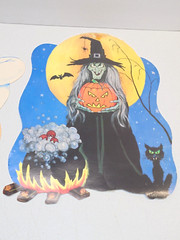 Vintage Halloween Cutouts Paper Decorations Witch Ghost
