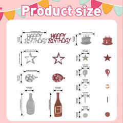 Rose Gold and Silver Happy Birthday Confetti, 3000 Pcs Birthday Cake Table Metal