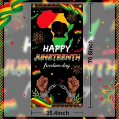 Juneteenth Decorations Happy Juneteenth Door Cover June 19th Freedom Day Banner