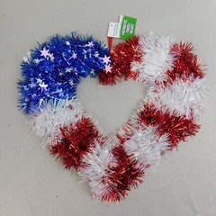 Lot Patriotic Hanging Tinsel Party Decor American Flag Hat Stars & Hearts #3222
