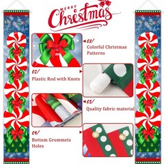 Christmas Decorations Peppermint Candy Snowflakes Door Banner Xmas Gift 12″x71″