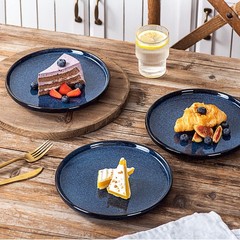 vicrays Ceramic Dinner Plates Set – Porcelain 10 Inch 10 inch, Starry Blue