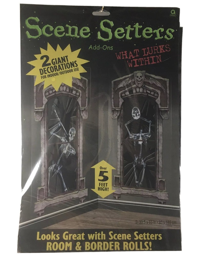 What Lurks Within Skeleton Wall Decorations Halloween House Gothic Scene Setters