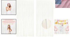 Versatile White Foil Fringe Streamers – Ideal for Events 3.2ft x 8.2ft – 2 Count