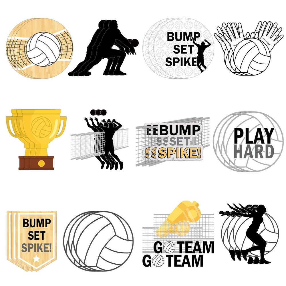 60Pcs Volleyball Cutouts DIY Sport Theme Party Decorations Bump Set Spike Vol…