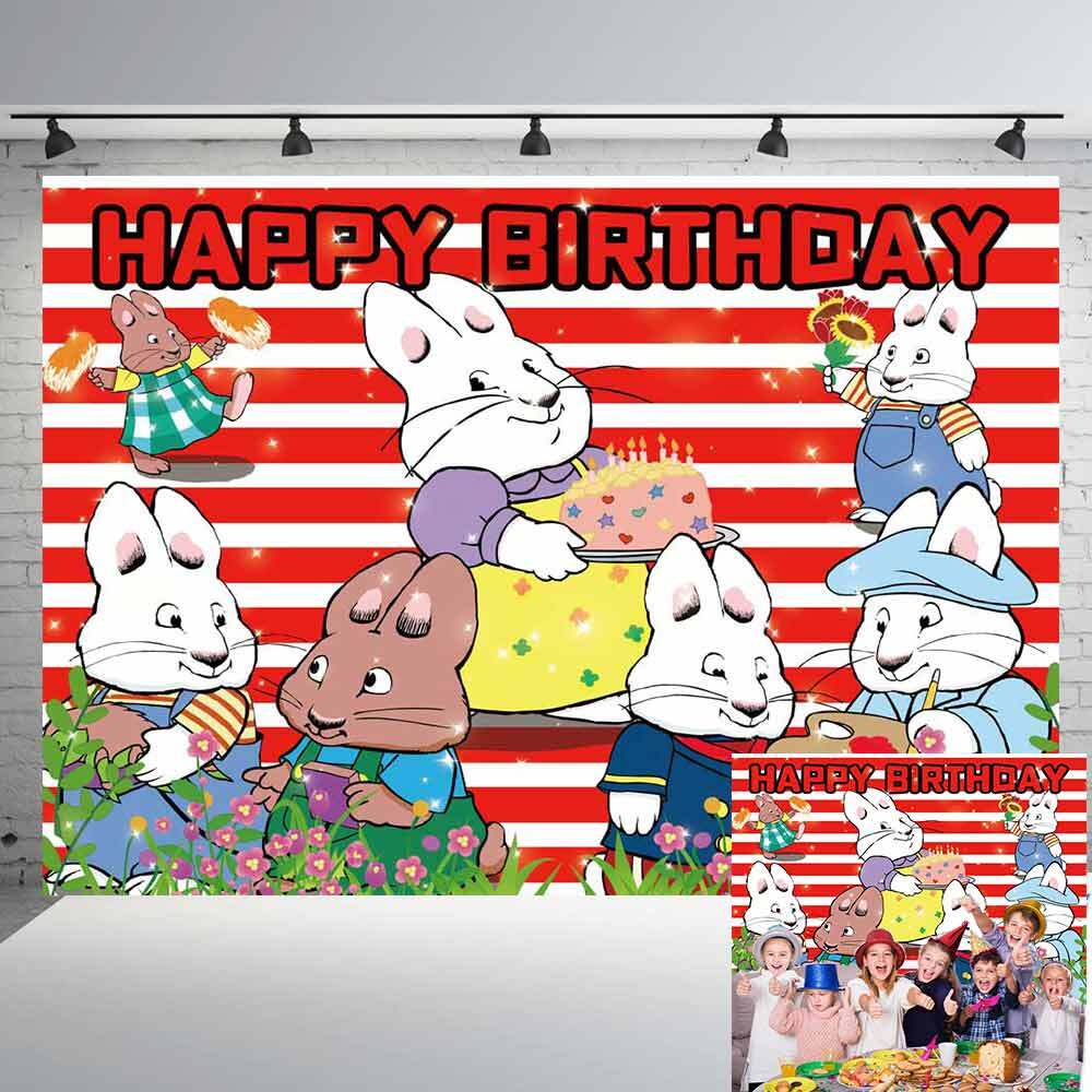 Max and Ruby Party Supplies Birthday Decor Backdrop Banner Birthday Gift 7x5ft