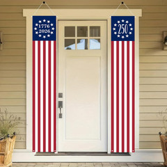 250th Anniversary Patriotic Flag Banner Set 1776-2026 Porch Decor 2 Pack