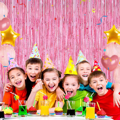 Pink Tinsel Backdrop Foil Fringe Curtains – 2 Packs Door Streamers Backdrop for