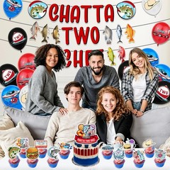 Chatta Two Chee 2nd Birthday Decorations Set; Fishing Cowboy Party Kit