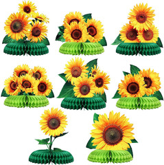 8 Pieces Sunflower Party Honeycomb Centerpieces Table Decorations Sunflower Supp