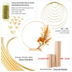 10 Pack Floral Hoop with Stand and 38-Yard Paddle Wire 14 Inch Metal Rings fo…