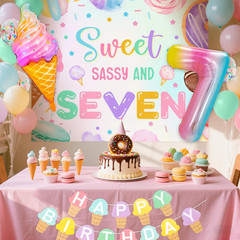 Sweet Sassy and Seven 7Th Birthday Decorations for Girls 7 Year Old Birthday Par