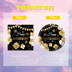 40PCS Retirement Decorations for Men Happy Retirement Decorations Plates