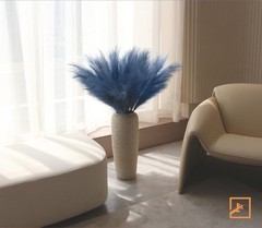 ZIFTY 7-Pcs 38″/3.1FT Blue Pampas Grass Large Tall Fluffy 38in 7pcs,