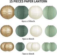 Paper Lanterns Decorative, Round Hanging Paper Lanterns Decorations for Rusti…