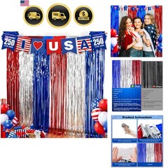 4th of July Decorations – American Flag Backdrop Streamers | Patriotic Memori…