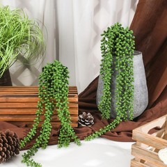 Floweroyal 2pcs Fake Hanging Plants Potted String of Type2-green-2pcs
