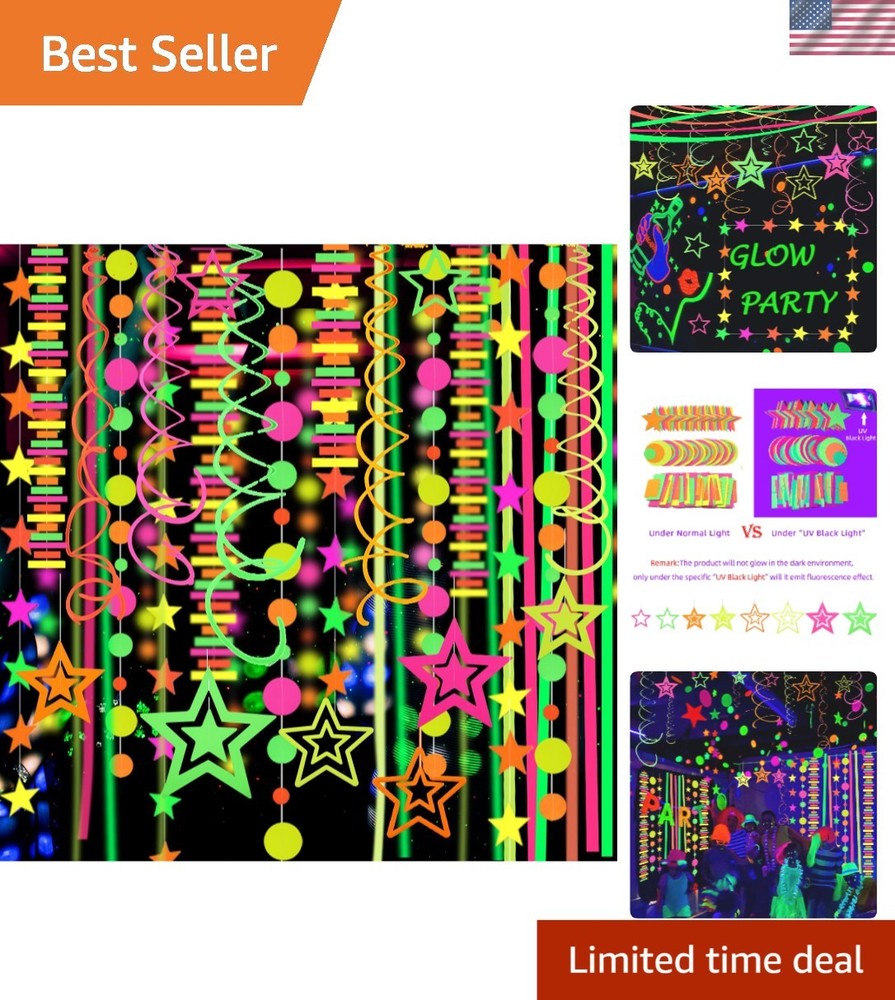 Neon Party Decorations Glow in The Dark Streamers Garland Fluro Fluorescent