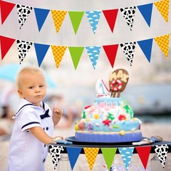 5 Pcs 49.2Ft Cartoon Party Decorations Blue Sky White Clouds and Cow Print Pe…