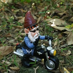 Gnome Riding Motorcycle Middle Finger Statue Funny Biker Garden Decor Lawn Patio