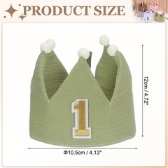 1st Birthday Crown Hat Reusable Party Hats with Elastic Band, Green