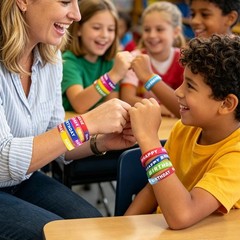 72pcs Happy Birthday Rubber Bracelets, Colored Silicone Stretch Wristbands fo…