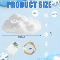 18 Pcs 3D Winter Cloud & Snowflake Hanging Decorations for Parties & Weddings