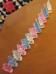 Flat Strollers Deco Charms Set of 12 (4) of each: Pink Blue & Clear-All See Thru