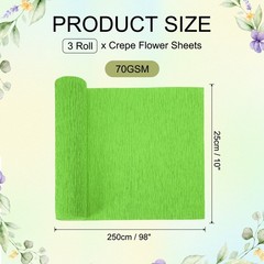 3Pcs Crepe Paper Roll 10 x 98In Wide Crepe Flower Sheets Grass Green
